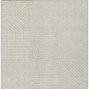 Homeroots 3' Beige And Ivory Geometric Washable Area Rug – Durable Indoor Outdoor Comfort For Any Space 10' X 14' Polyester 600725
