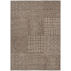 Homeroots 3' Beige And Ivory Geometric Washable Area Rug – Durable Indoor Outdoor Comfort For Any Space 3' X 5' Polyester 600726