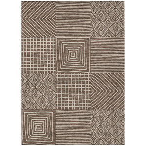 HomeRoots 9' X 12' Stylish Brown and Ivory Geometric Area Rug - Washable, Durable, Indoor/Outdoor Versatility! 600730