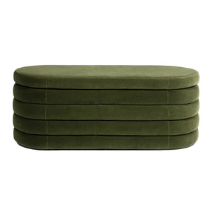 English Elm Jennifer Taylor Home - Fuji 49" Upholstered Oval Storage Bench with Bouclé Texture, Plush Tufted Lid & Hidden Compartment Olive Green B2719P238465