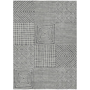 HomeRoots 9' X 12' Charcoal & Ivory Geometric Washable Rug - Stylish, Durable, Indoor/Outdoor Solution for Homes 600736