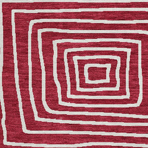 Homeroots 3' Beige And Ivory Geometric Washable Area Rug – Durable Indoor Outdoor Comfort For Any Space 8' Round Polyester 600740