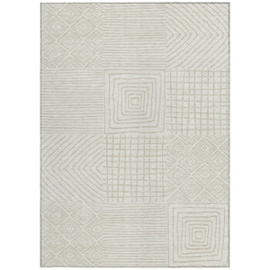 Homeroots 3' Beige And Ivory Geometric Washable Area Rug – Durable Indoor Outdoor Comfort For Any Space 3' X 5' Polyester 600744