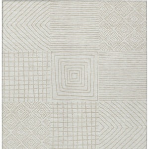 Homeroots 3' Beige And Ivory Geometric Washable Area Rug – Durable Indoor Outdoor Comfort For Any Space 3' X 5' Polyester 600744
