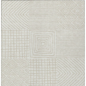 Homeroots 3' Beige And Ivory Geometric Washable Area Rug – Durable Indoor Outdoor Comfort For Any Space 5' X 8' Polyester 600745