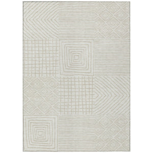 HomeRoots 5' Stylish Ivory and Beige Geometric Area Rug – Durable, Washable, Indoor/Outdoor Versatile Design 5' X 8' 600745