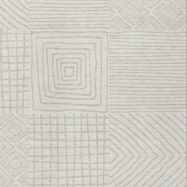 Homeroots 3' Beige And Ivory Geometric Washable Area Rug – Durable Indoor Outdoor Comfort For Any Space 5' X 8' Polyester 600745