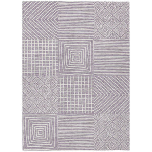 HomeRoots 5' Stylish Lavender and Ivory Geometric Area Rug - Durable, Washable, Perfect for Indoor & Outdoor Use 5' X 8' 600751