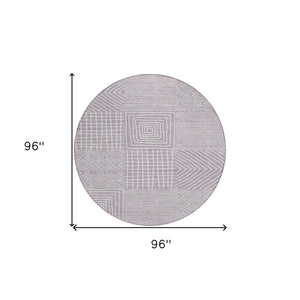 Homeroots 3' Beige And Ivory Geometric Washable Area Rug – Durable Indoor Outdoor Comfort For Any Space 8' Round Polyester 600752