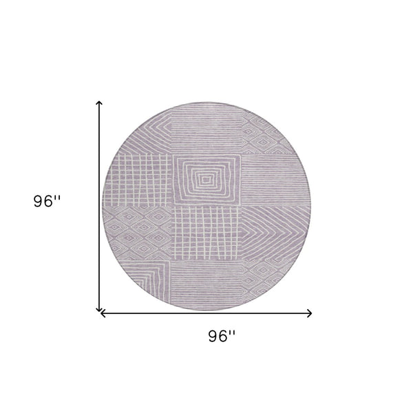 Homeroots 3' Beige And Ivory Geometric Washable Area Rug – Durable Indoor Outdoor Comfort For Any Space 8' Round Polyester 600752