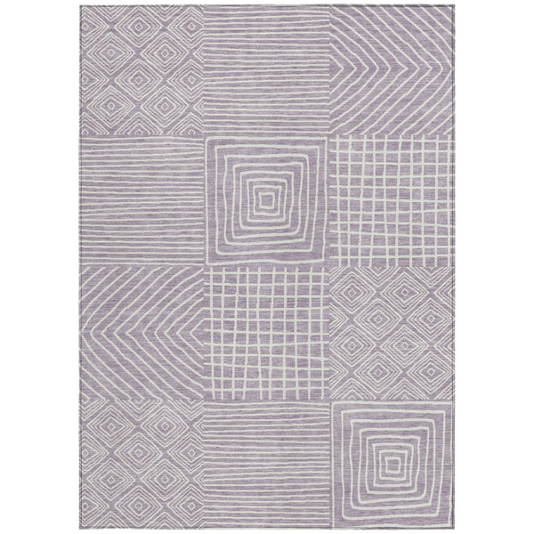 Homeroots 3' Beige And Ivory Geometric Washable Area Rug – Durable Indoor Outdoor Comfort For Any Space 9' X 12' Polyester 600754