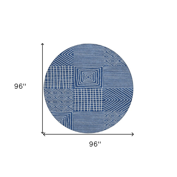 Homeroots 3' Beige And Ivory Geometric Washable Area Rug – Durable Indoor Outdoor Comfort For Any Space 8' Round Polyester 600758