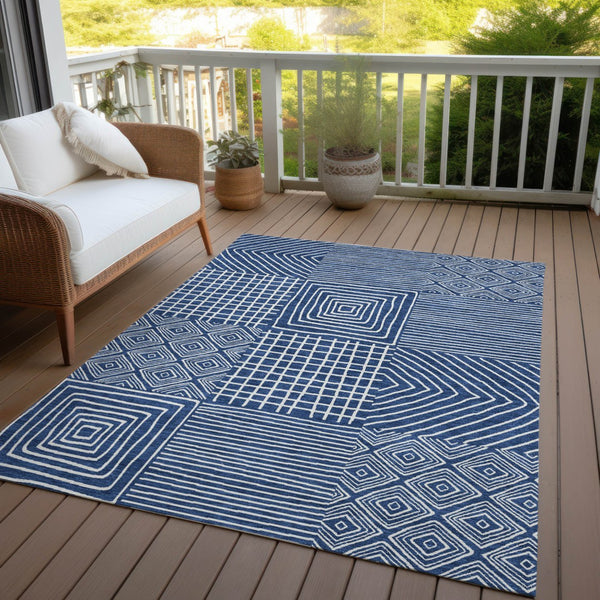 Homeroots 3' Beige And Ivory Geometric Washable Area Rug – Durable Indoor Outdoor Comfort For Any Space 9' X 12' Polyester 600760