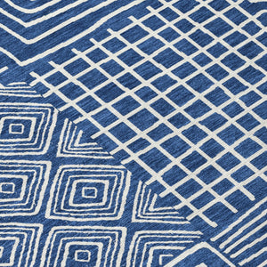 Homeroots 3' Beige And Ivory Geometric Washable Area Rug – Durable Indoor Outdoor Comfort For Any Space 9' X 12' Polyester 600760