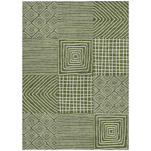 Homeroots 3' Beige And Ivory Geometric Washable Area Rug – Durable Indoor Outdoor Comfort For Any Space 5' X 8' Polyester 600763