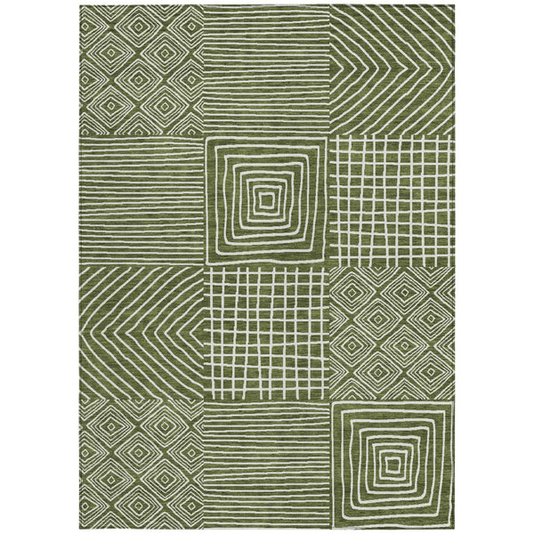 Homeroots 3' Beige And Ivory Geometric Washable Area Rug – Durable Indoor Outdoor Comfort For Any Space 10' X 14' Polyester 600767