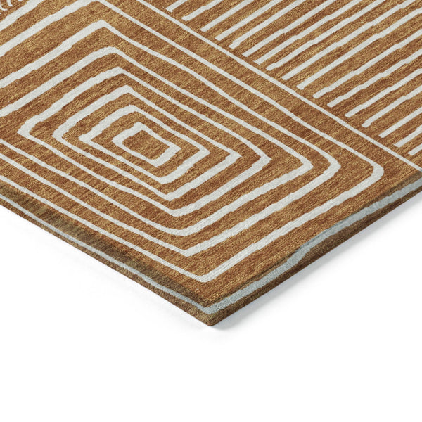 Homeroots 3' Beige And Ivory Geometric Washable Area Rug – Durable Indoor Outdoor Comfort For Any Space 8' Round Polyester 600776