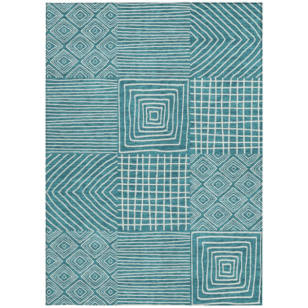 Homeroots 3' Beige And Ivory Geometric Washable Area Rug – Durable Indoor Outdoor Comfort For Any Space 9' X 12' Polyester 600784