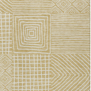 Homeroots 3' Beige And Ivory Geometric Washable Area Rug – Durable Indoor Outdoor Comfort For Any Space 3' X 5' Polyester 600786