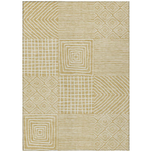 HomeRoots 5' Modern Wheat and Ivory Geometric Area Rug - Durable, Washable Design for Indoor and Outdoor Use 8' X 10' 600789
