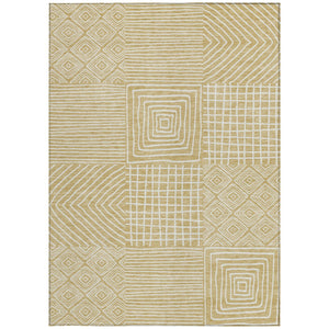 Homeroots 3' Beige And Ivory Geometric Washable Area Rug – Durable Indoor Outdoor Comfort For Any Space 8' X 10' Polyester 600789
