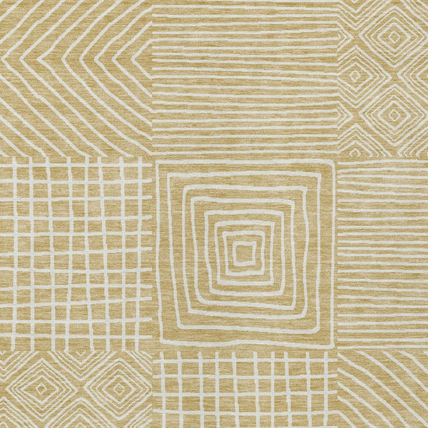 Homeroots 3' Beige And Ivory Geometric Washable Area Rug – Durable Indoor Outdoor Comfort For Any Space 10' X 14' Polyester 600791