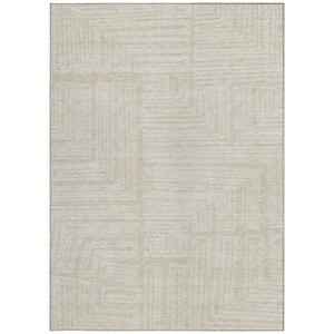 Homeroots 3' Beige And Ivory Geometric Washable Area Rug - Perfect For Indoor And Outdoor Spaces! 3' X 5' Polyester 600792