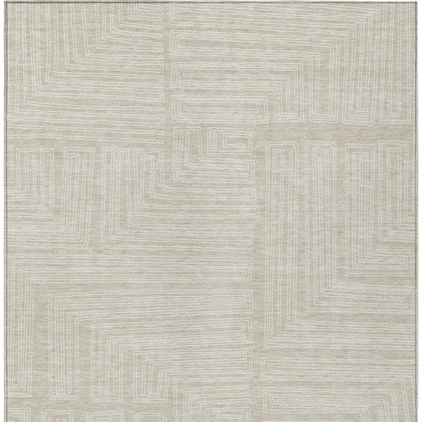 Homeroots 3' Beige And Ivory Geometric Washable Area Rug - Perfect For Indoor And Outdoor Spaces! 5' X 8' Polyester 600793