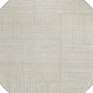 Homeroots 3' Beige And Ivory Geometric Washable Area Rug - Perfect For Indoor And Outdoor Spaces! 8' Round Polyester 600794