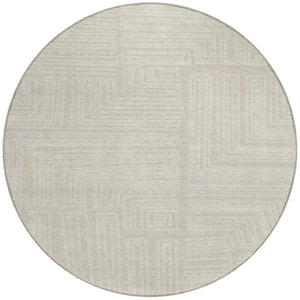 Homeroots 3' Beige And Ivory Geometric Washable Area Rug - Perfect For Indoor And Outdoor Spaces! 8' Round Polyester 600794