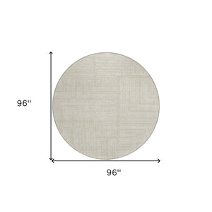 Homeroots 3' Beige And Ivory Geometric Washable Area Rug - Perfect For Indoor And Outdoor Spaces! 8' Round Polyester 600794