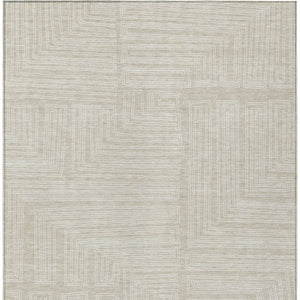 Homeroots 3' Beige And Ivory Geometric Washable Area Rug - Perfect For Indoor And Outdoor Spaces! 9' X 12' Polyester 600796