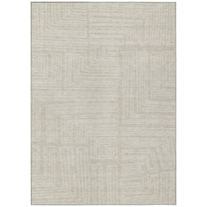 HomeRoots 9' X 12' Versatile Beige and Ivory Geometric Area Rug - Washable Indoor/Outdoor Design for Any Space 600796