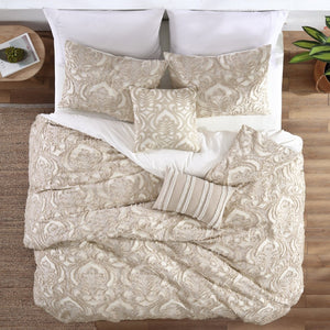 English Elm Rhapsody 6-Piece King Comforter Cover Set In Warm Tan - Soft Cotton, Easy Care & Stylish Design B340P341966-GIGA