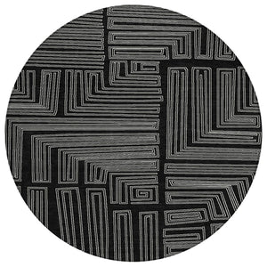 HomeRoots 5' Geometric Black and Ivory Washable Area Rug - Durable, Stylish for Indoor and Outdoor Spaces 8' Round 600800