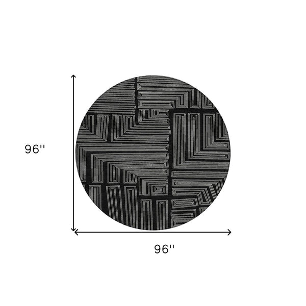 Homeroots 3' Beige And Ivory Geometric Washable Area Rug - Perfect For Indoor And Outdoor Spaces! 8' Round Polyester 600800