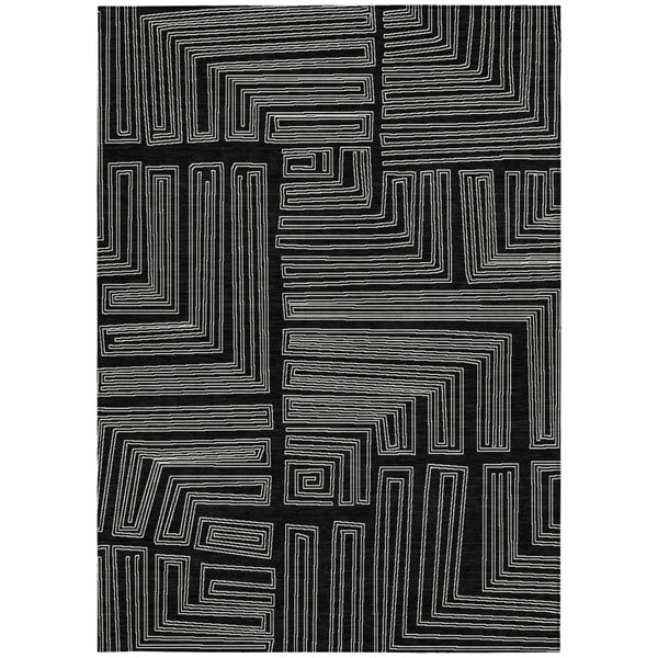 Homeroots 3' Beige And Ivory Geometric Washable Area Rug - Perfect For Indoor And Outdoor Spaces! 9' X 12' Polyester 600802