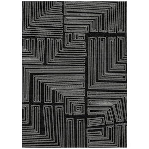 HomeRoots 9' X 12' Black and Ivory Geometric Washable Rug - Durable Indoor/Outdoor Style for High-Traffic Areas 600802