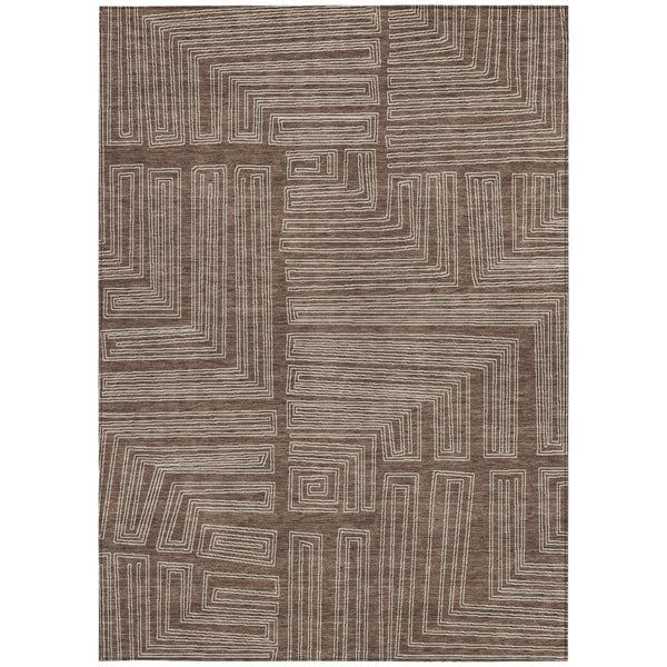 Homeroots 3' Beige And Ivory Geometric Washable Area Rug - Perfect For Indoor And Outdoor Spaces! 3' X 5' Polyester 600804