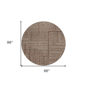 Homeroots 3' Beige And Ivory Geometric Washable Area Rug - Perfect For Indoor And Outdoor Spaces! 8' Round Polyester 600806