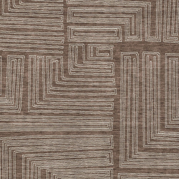 Homeroots 3' Beige And Ivory Geometric Washable Area Rug - Perfect For Indoor And Outdoor Spaces! 8' X 10' Polyester 600807