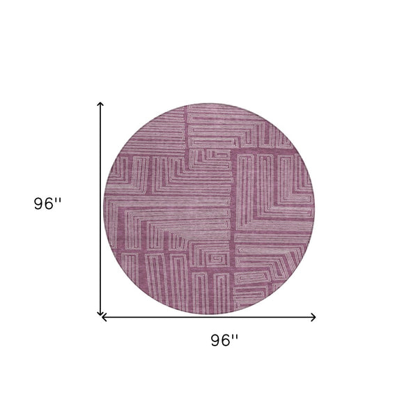 Homeroots 3' Beige And Ivory Geometric Washable Area Rug - Perfect For Indoor And Outdoor Spaces! 8' Round Polyester 600812