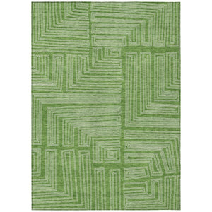 HomeRoots 5' Washable Indoor Outdoor Area Rug in Green and Ivory Geometric Design for Modern Spaces 5' X 8' 600817