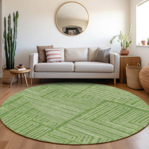 Homeroots 3' Beige And Ivory Geometric Washable Area Rug - Perfect For Indoor And Outdoor Spaces! 8' Round Polyester 600818