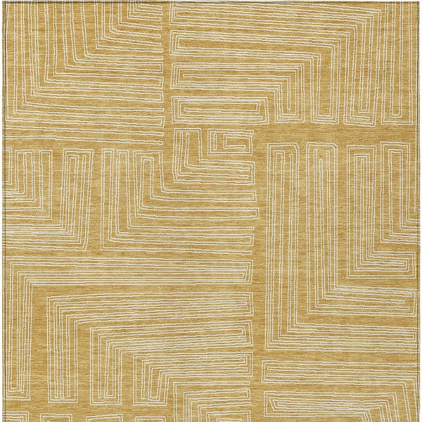 Homeroots 3' Beige And Ivory Geometric Washable Area Rug - Perfect For Indoor And Outdoor Spaces! 3' X 5' Polyester 600822