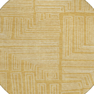 Homeroots 3' Beige And Ivory Geometric Washable Area Rug - Perfect For Indoor And Outdoor Spaces! 8' Round Polyester 600824