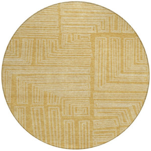 Homeroots 3' Beige And Ivory Geometric Washable Area Rug - Perfect For Indoor And Outdoor Spaces! 8' Round Polyester 600824