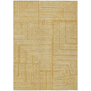 HomeRoots 9' X 12' Gold and Ivory Geometric Washable Area Rug - Durable, Stylish for Indoor and Outdoor Use 600826