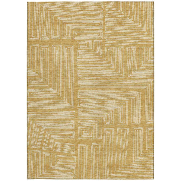 Homeroots 3' Beige And Ivory Geometric Washable Area Rug - Perfect For Indoor And Outdoor Spaces! 10' X 14' Polyester 600827