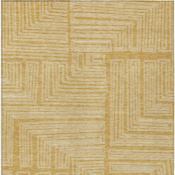 Homeroots 3' Beige And Ivory Geometric Washable Area Rug - Perfect For Indoor And Outdoor Spaces! 10' X 14' Polyester 600827